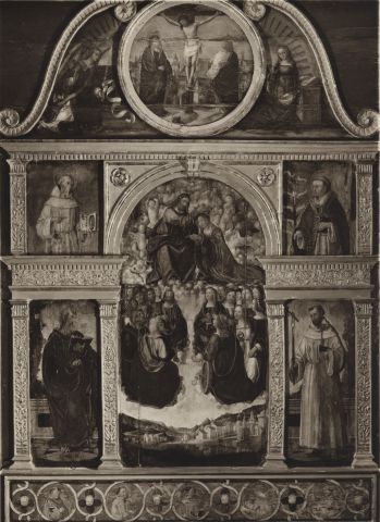 Sansoni, Mario — Gandolfino d'Asti - sec. XVI - Incoronazione di Maria Vergine e santi; Santi; Crocifissione di Cristo; Annunciazione — insieme